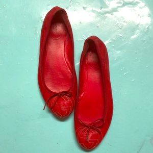 AUTHENTIC Red leather Gucci flats